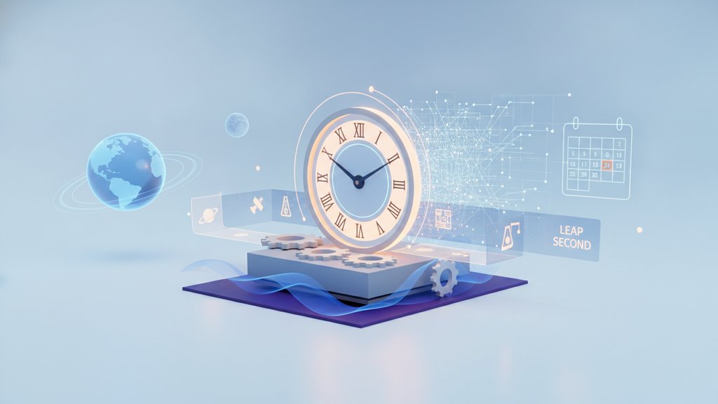 A glowing clock face merges with Earth's rotation, illustrating the precision behind every leap second ever added to timekeeping.
