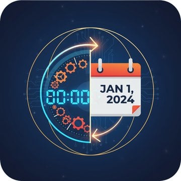 Modern digital illustration of a developer converting Unix timestamps to dates, featuring glowing code elements and calendar symbols on a clean, minimalist background.